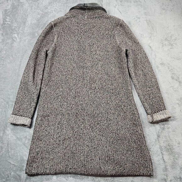 J Jill Cardigan Womens Small Brown Gray Long Line Faux Fur Trim Duster Coatigan - Picture 6 of 8